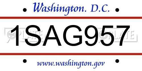 1SAG957 District Of Columbia License Plate