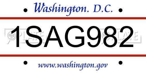 1SAG982 District Of Columbia License Plate