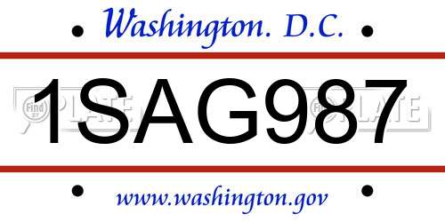 1SAG987 District Of Columbia License Plate