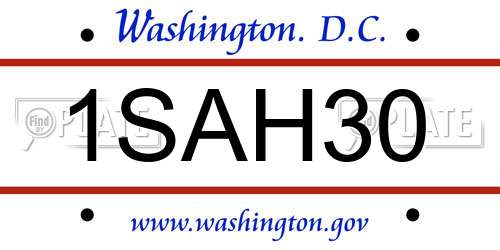 1SAH30 District Of Columbia License Plate