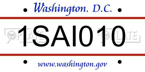 1SAI010 District Of Columbia License Plate