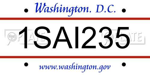 1SAI235 District Of Columbia License Plate