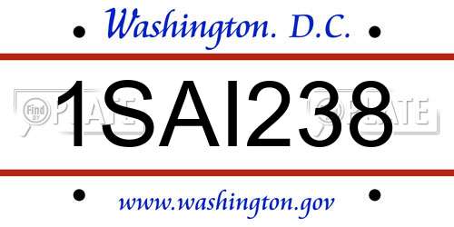 1SAI238 District Of Columbia License Plate