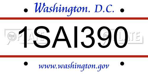 1SAI390 District Of Columbia License Plate