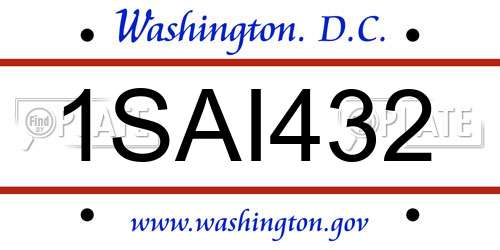 1SAI432 District Of Columbia License Plate