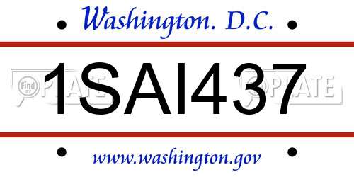 1SAI437 District Of Columbia License Plate