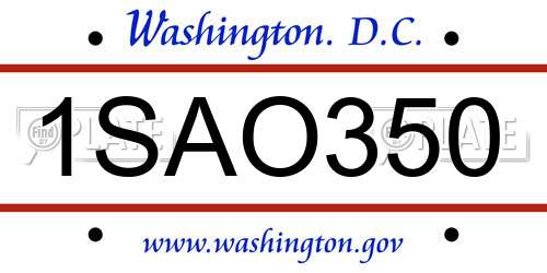 1SAO350 District Of Columbia License Plate