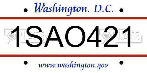 1SAO421 District Of Columbia License Plate
