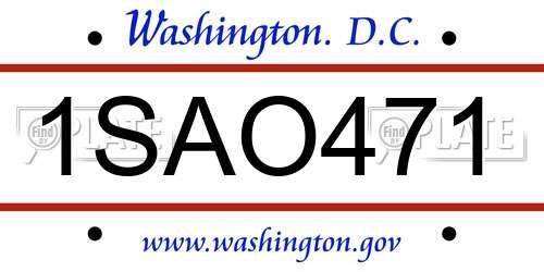 1SAO471 District Of Columbia License Plate