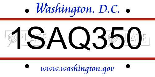 1SAQ350 District Of Columbia License Plate