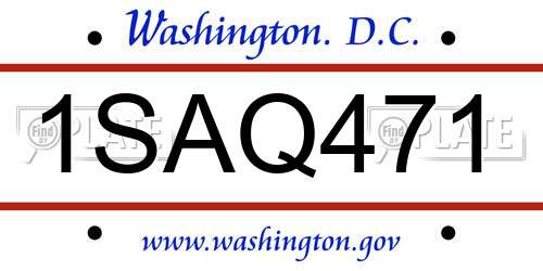 1SAQ471 District Of Columbia License Plate