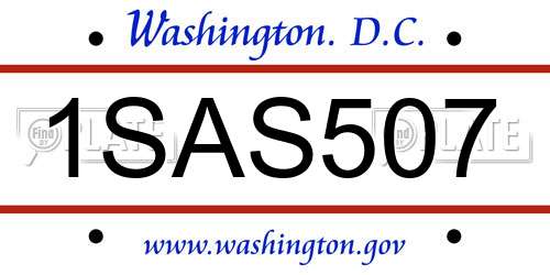 1SAS507 District Of Columbia License Plate