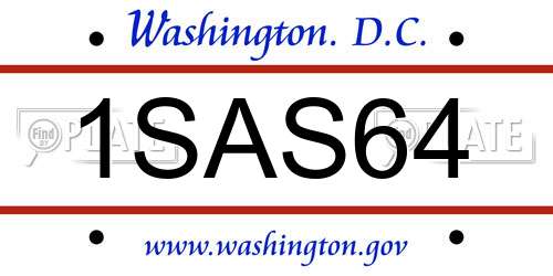 1SAS64 District Of Columbia License Plate
