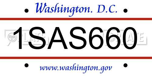 1SAS660 District Of Columbia License Plate