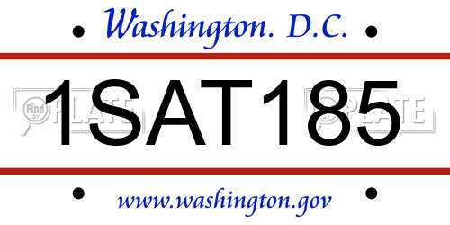 1SAT185 District Of Columbia License Plate