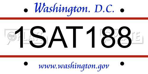 1SAT188 District Of Columbia License Plate