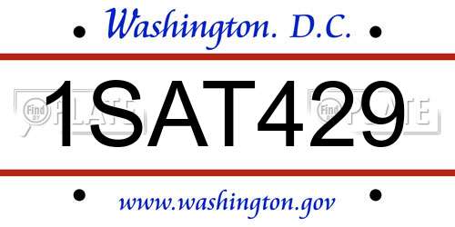 1SAT429 District Of Columbia License Plate