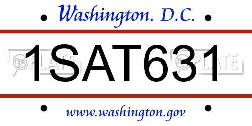 1SAT631 District Of Columbia License Plate