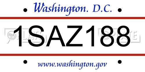 1SAZ188 District Of Columbia License Plate