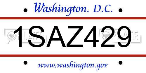 1SAZ429 District Of Columbia License Plate
