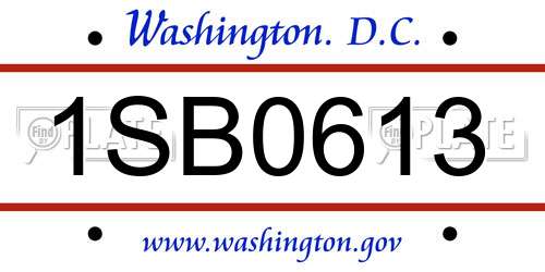 1SB0613 District Of Columbia License Plate