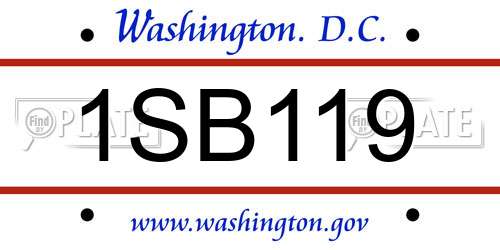 1SB119 District Of Columbia License Plate