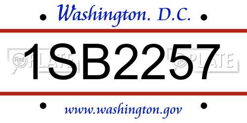 1SB2257 District Of Columbia License Plate