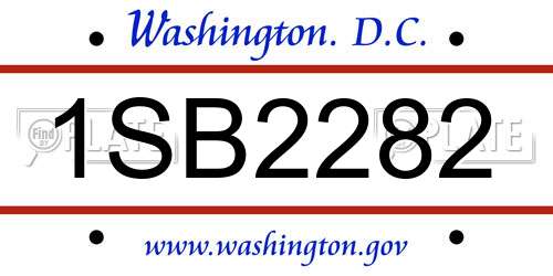 1SB2282 District Of Columbia License Plate