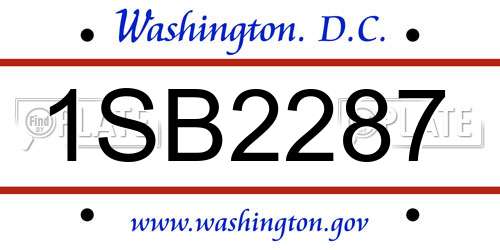 1SB2287 District Of Columbia License Plate