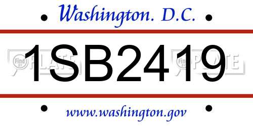 1SB2419 District Of Columbia License Plate
