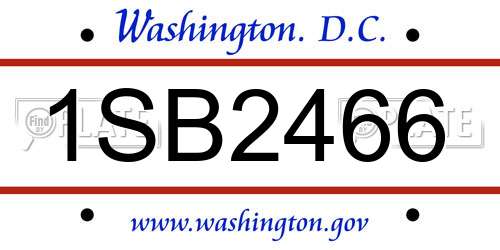 1SB2466 District Of Columbia License Plate