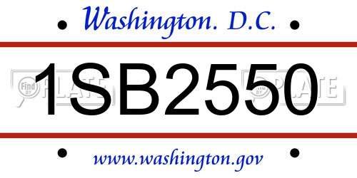 1SB2550 District Of Columbia License Plate