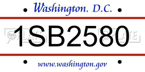 1SB2580 District Of Columbia License Plate
