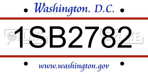 1SB2782 District Of Columbia License Plate