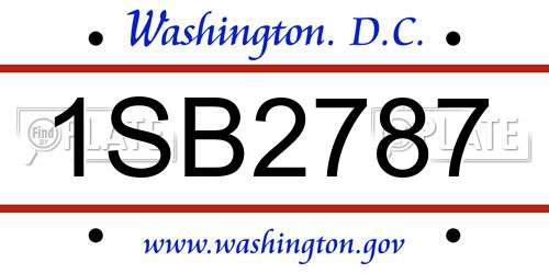 1SB2787 District Of Columbia License Plate