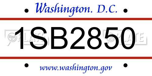 1SB2850 District Of Columbia License Plate