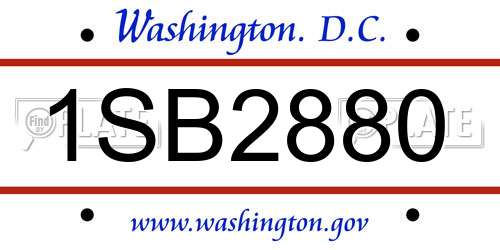 1SB2880 District Of Columbia License Plate