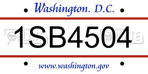 1SB4504 District Of Columbia License Plate