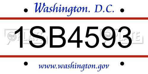 1SB4593 District Of Columbia License Plate
