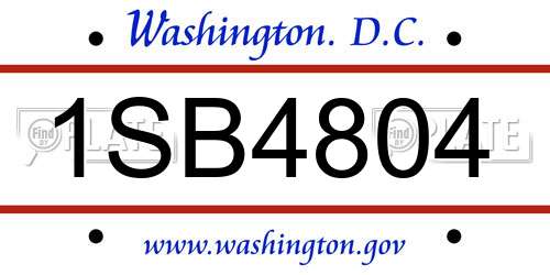 1SB4804 District Of Columbia License Plate