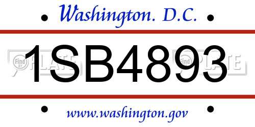 1SB4893 District Of Columbia License Plate