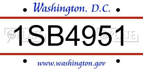 1SB4951 District Of Columbia License Plate