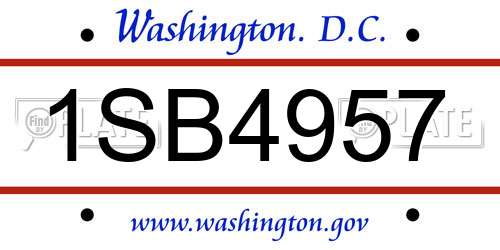 1SB4957 District Of Columbia License Plate