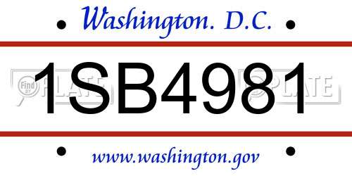 1SB4981 District Of Columbia License Plate