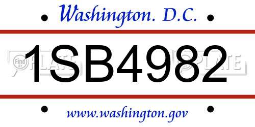 1SB4982 District Of Columbia License Plate