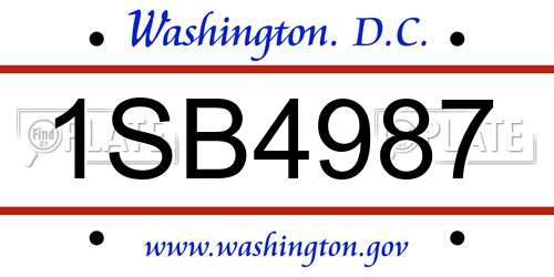 1SB4987 District Of Columbia License Plate