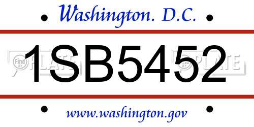 1SB5452 District Of Columbia License Plate