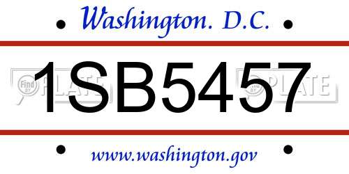 1SB5457 District Of Columbia License Plate