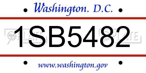 1SB5482 District Of Columbia License Plate