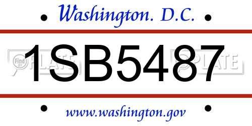 1SB5487 District Of Columbia License Plate